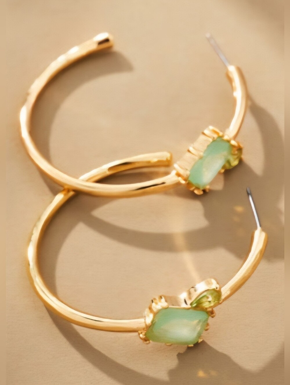Anthropologie, Double Stone Hoop Earrings in Mint